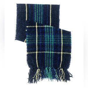 New - Charter Club Plaid Fringe Scarf in Blue and Green